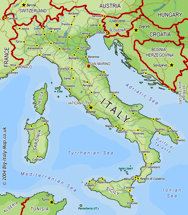 Large Map of Italy