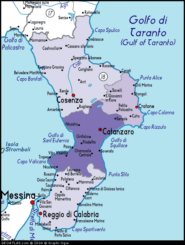 Map of Calabria