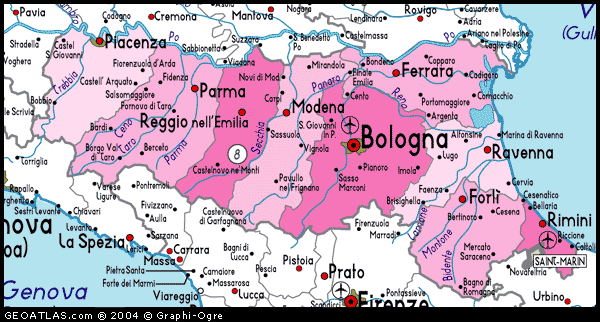 Map of Emilia Romagna