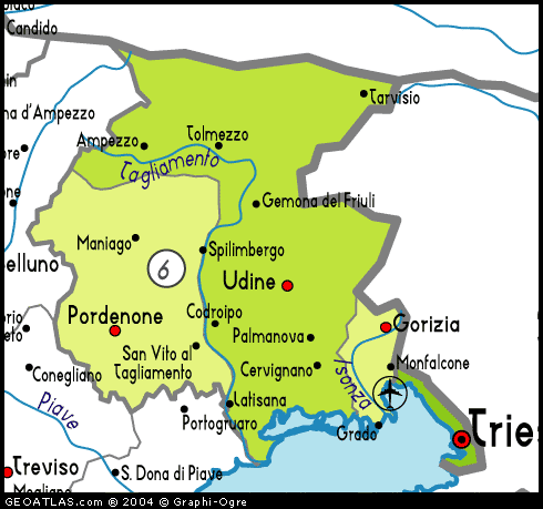 Map of Friuli Venezia Giuli