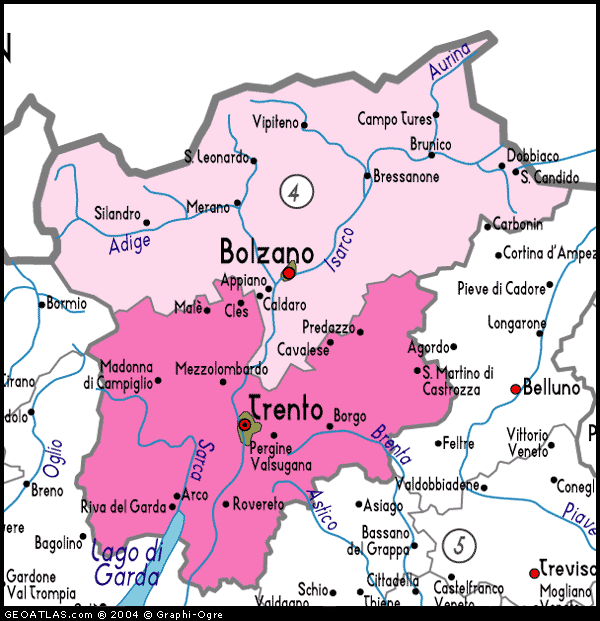 Map of Trentino Alto