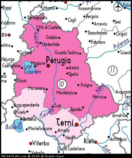 Map of Umbria